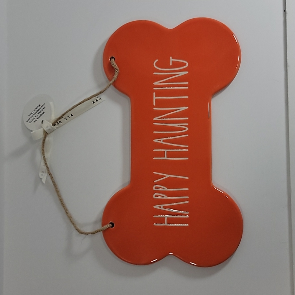Rae Dunn Happy Haunting Halloween Hanging Dog Bone